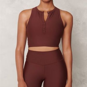 Abercrombie Curve Love XS YPB Henley Slim Tank Color: Cocoa